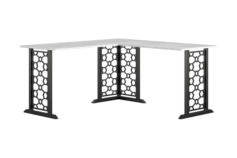 Ella Skrivebord 151 cm Marmormønster Hvit/Svart - CosmoLiving - Møbler - Bord - Kontorbord - Skrivebord