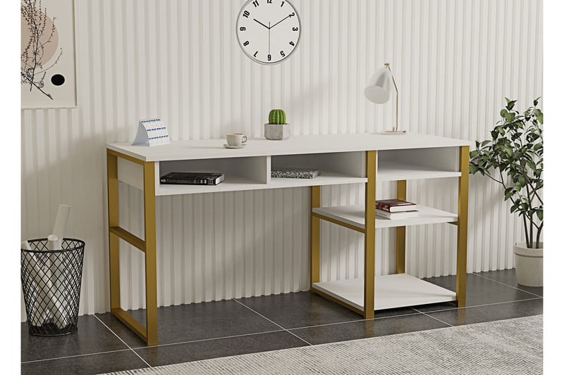 Emro Skrivebord 150 cm - Gull/Hvit - Møbler - Bord - Kontorbord - Skrivebord
