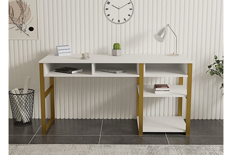 Emro Skrivebord 150 cm - Gull/Hvit - Møbler - Bord - Kontorbord - Skrivebord