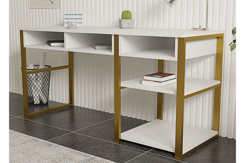 Emro Skrivebord 150 cm - Gull/Hvit - Møbler - Bord - Kontorbord - Skrivebord