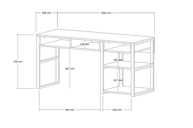 Emro Skrivebord 150 cm - Gull/Hvit - Skrivebord