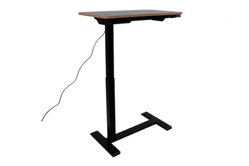 Ergo Justerbart Skrivebord i Metall med Bordplate i Tre - Svart - Møbler - Bord - Kontorbord - Skrivebord - Hev og senkbart skrivebord