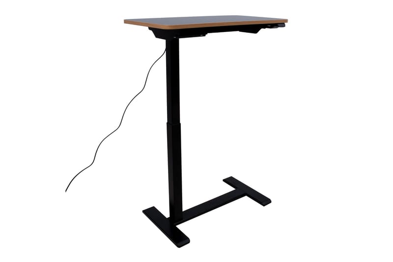 Ergo Justerbart Skrivebord i Metall med Bordplate i Tre - Svart - Møbler - Bord - Kontorbord - Skrivebord - Hev og senkbart skrivebord