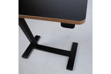 Ergo Justerbart Skrivebord i Metall med Bordplate i Tre - Svart - Møbler - Bord - Kontorbord - Skrivebord - Hev og senkbart skrivebord