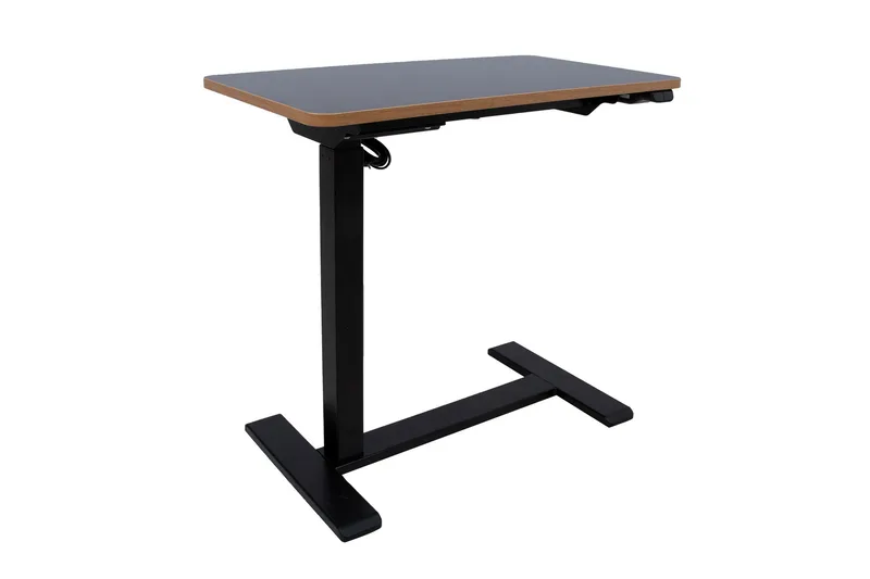 Ergo Justerbart Skrivebord i Metall med Bordplate i Tre - Svart - Møbler - Bord - Kontorbord - Skrivebord - Hev og senkbart skrivebord