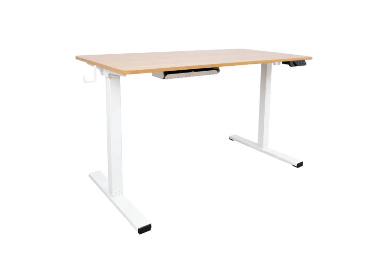 Ergo Skrivebord med 1 motor 120x60 cm Hvit/Eik - Møbler - Bord - Kontorbord - Skrivebord - Hev og senkbart skrivebord