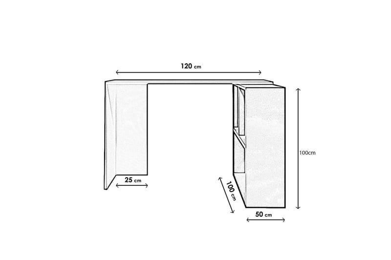 Ernage Skrivebord 120 cm med Oppbevaringshyller - Hvit/Gul - Møbler - Bord - Kontorbord - Skrivebord