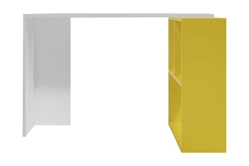 Ernage Skrivebord 120 cm med Oppbevaringshyller - Hvit/Gul - Møbler - Bord - Kontorbord - Skrivebord
