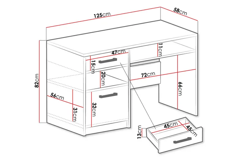 Escaldes Skrivebord 125 cm - Grønn - Møbler - Bord - Kontorbord - Skrivebord