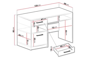 Escaldes Skrivebord 125 cm - Lilla - Møbler - Bord - Kontorbord - Skrivebord