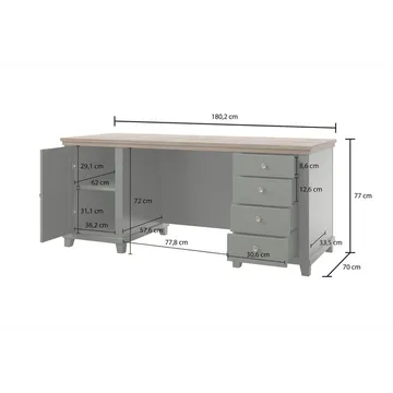 Skrivebord Evora 1 dør med 4 skuffer - Møbler - Bord - Kontorbord - Skrivebord