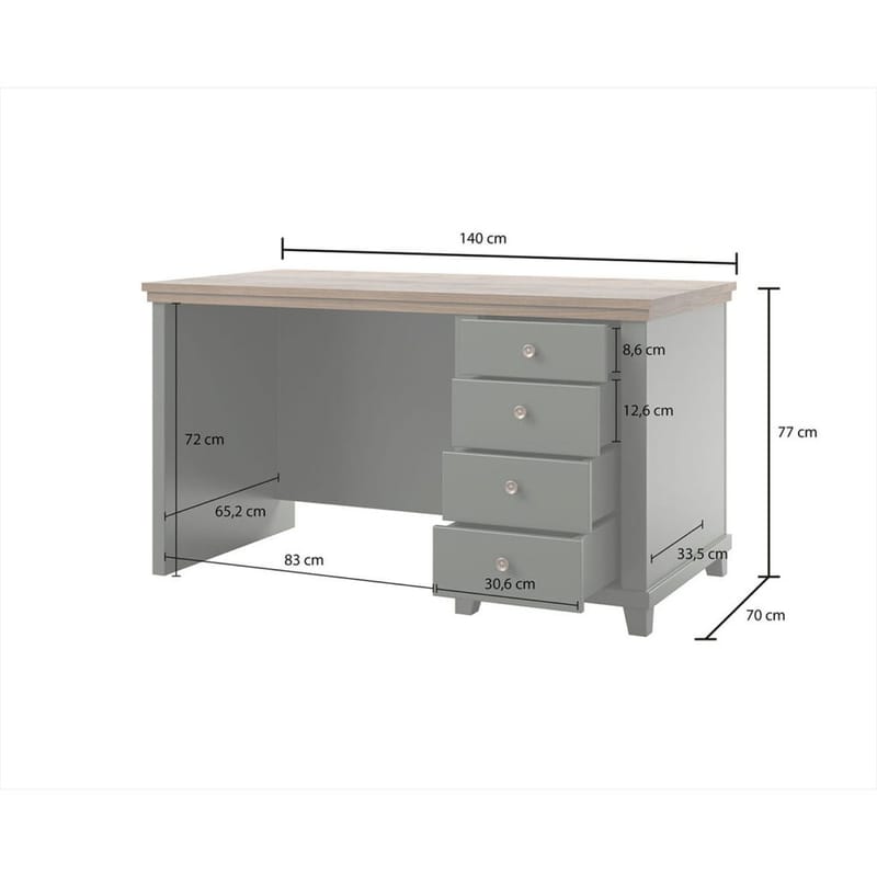 Skrivebord Evora med 4 Skuffer - Møbler - Bord - Kontorbord - Skrivebord