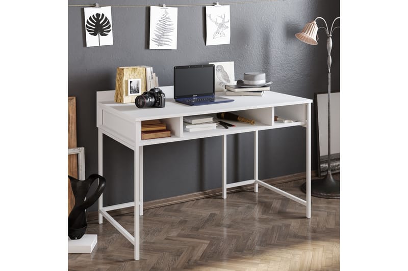 Fagersanna Skrivebord 120 cm med Oppbevaringshyller - Hvit - Skrivebord