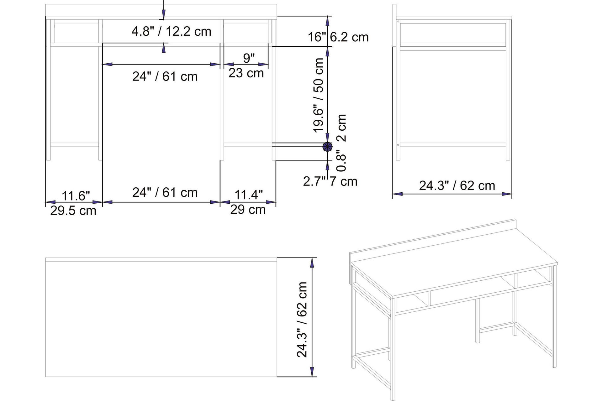 Fagersanna Skrivebord 120 cm med Oppbevaringshyller - Hvit - Møbler - Bord - Kontorbord - Skrivebord