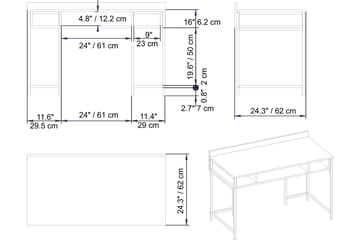 Fagersanna Skrivebord 120 cm med Oppbevaringshyller - Hvit - Møbler - Bord - Kontorbord - Skrivebord