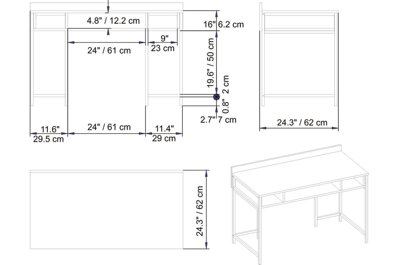Fagersanna Skrivebord 120 cm med Oppbevaringshyller - Hvit - Møbler - Bord - Kontorbord - Skrivebord