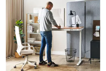 Farhan Skrivebord 60x120 cm - Hvit/Lyst tre - Møbler - Bord - Kontorbord - Skrivebord - Hev og senkbart skrivebord