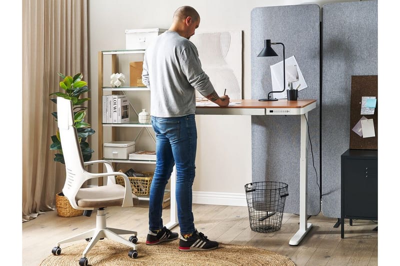 Farhan Skrivebord 60x120 cm - Hvit/Lyst tre - Møbler - Bord - Kontorbord - Skrivebord - Hev og senkbart skrivebord