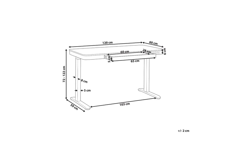 Farhan Skrivebord 60x120 cm - Hvit/Lyst tre - Møbler - Bord - Kontorbord - Skrivebord - Hev og senkbart skrivebord