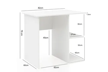 Farleys Skrivebord 82 cm med Oppbevaringshyller - Hvit - Møbler - Bord - Kontorbord - Skrivebord