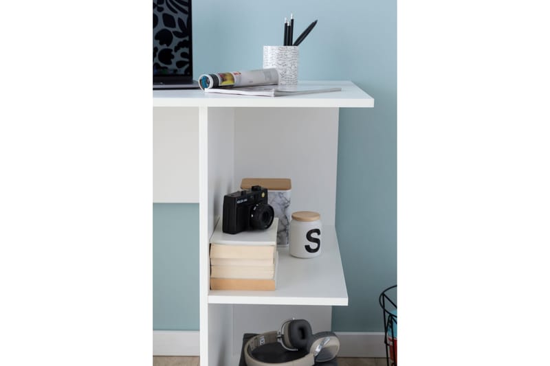 Farleys Skrivebord 82 cm med Oppbevaringshyller - Hvit - Møbler - Bord - Kontorbord - Skrivebord