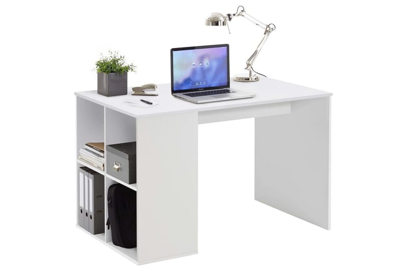 FMD Skrivebord med sidehyller 117x72,9x73,5 cm hvit - Skrivebord