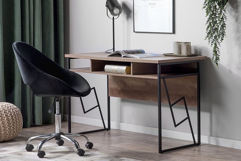 Forresa Skrivebord 120 cm med Oppbevaringshylle - Mørkebrun/Svart - Møbler - Bord - Kontorbord - Skrivebord