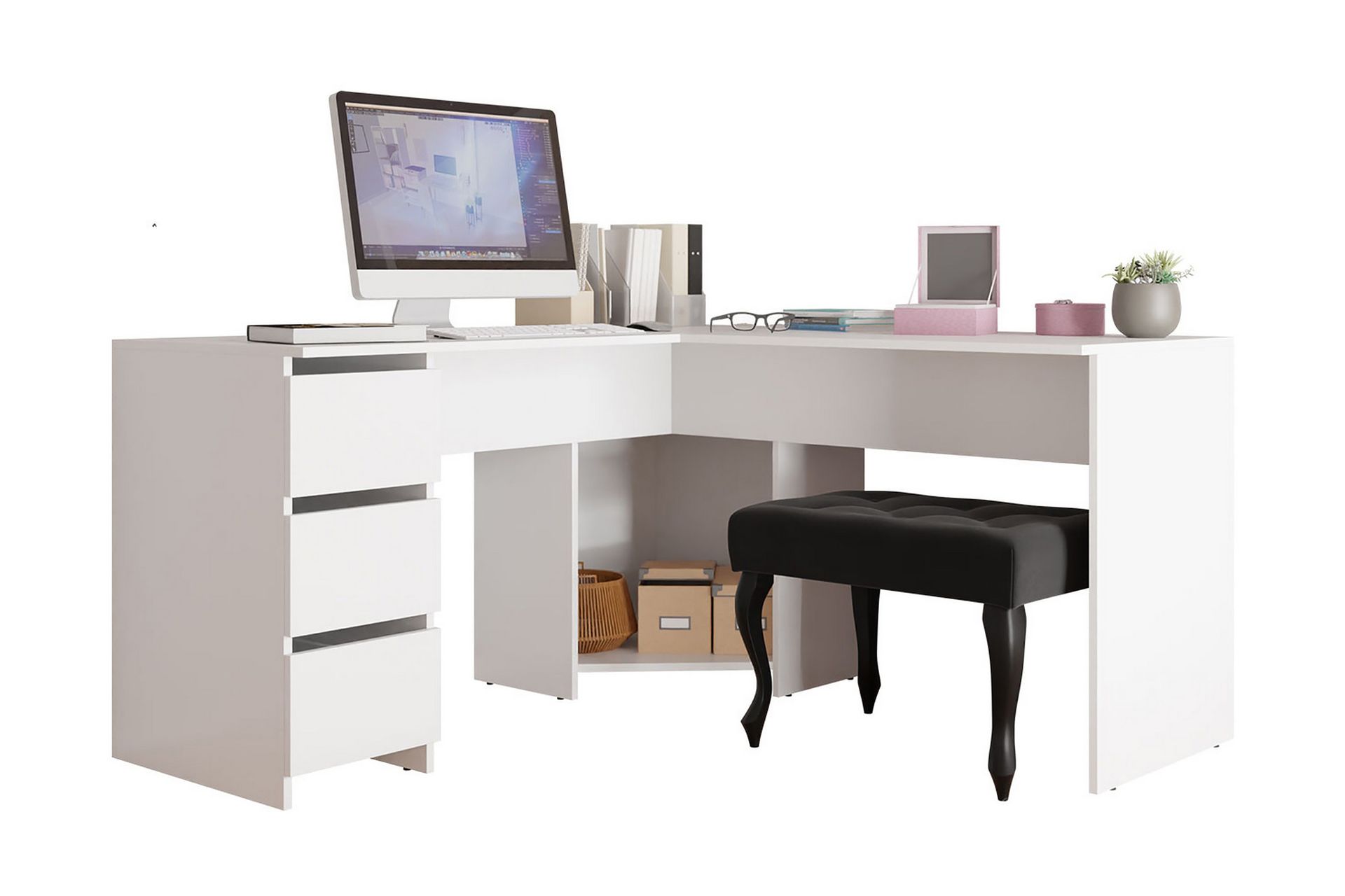 Fotyn Skrivebord 142 cm - Hvit - Møbler - Bord - Kontorbord - Skrivebord