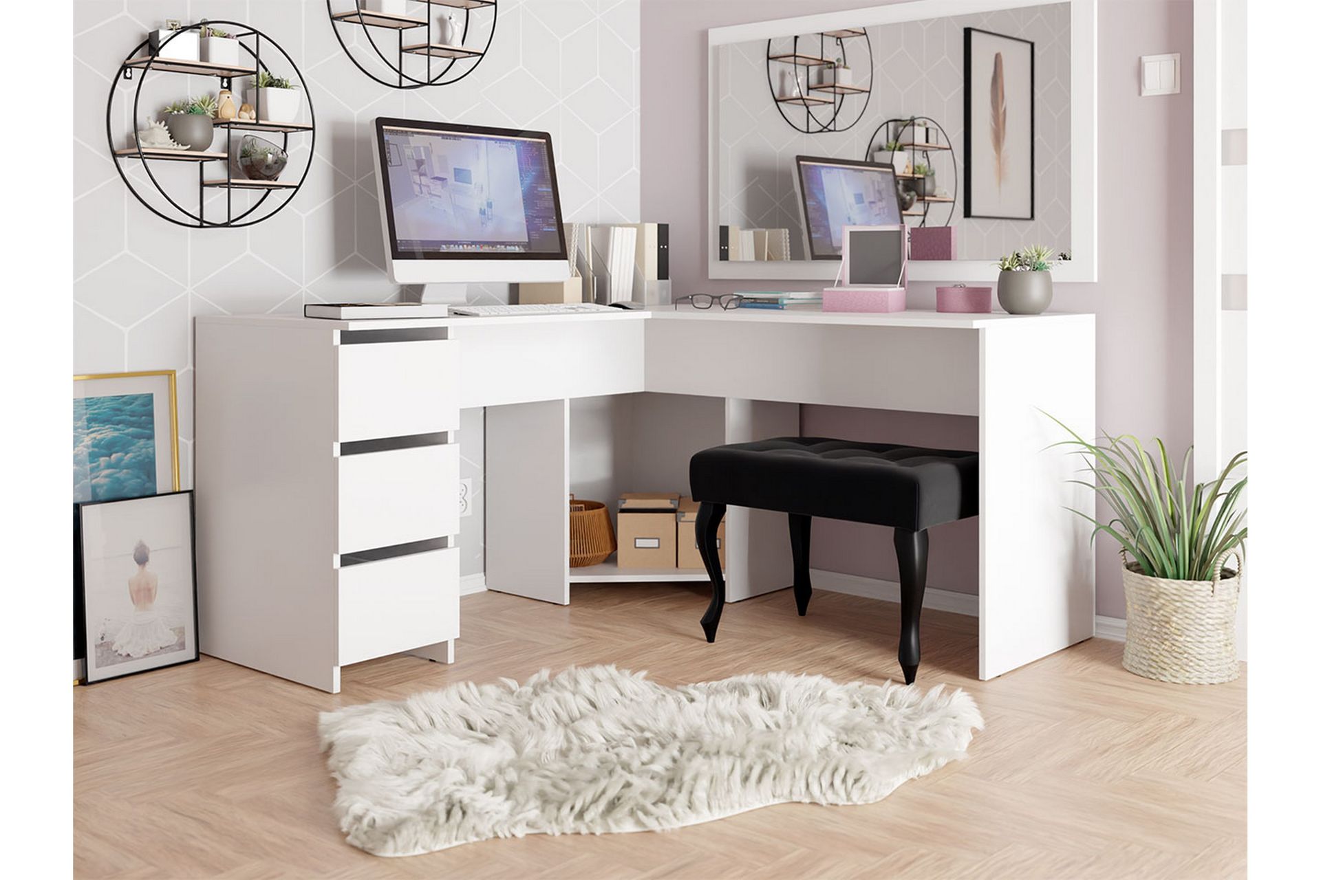 Fotyn Skrivebord 142 cm - Hvit - Møbler - Bord - Kontorbord - Skrivebord