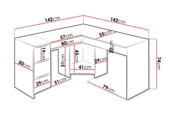 Fotyn Skrivebord 142 cm - Hvit - Møbler - Bord - Kontorbord - Skrivebord - Hjørneskrivebord