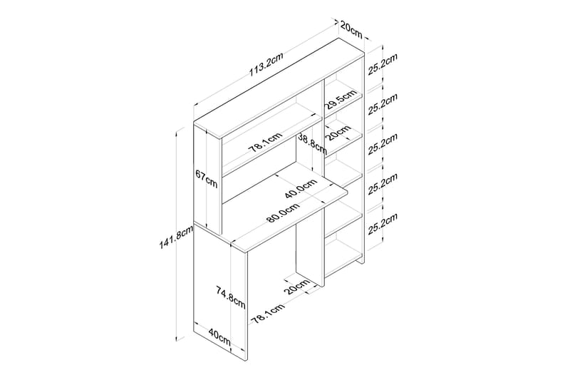 Freal Skrivebord 113 cm - Hvit - Møbler - Bord - Kontorbord - Skrivebord