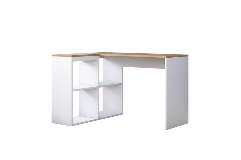 Freal Skrivebord 4 Hyller 120 cm - Natur/Hvit - Møbler - Bord - Kontorbord - Skrivebord