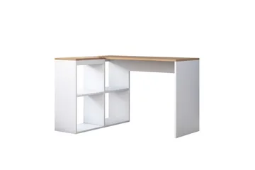 Freal Skrivebord 4 Hyller 120 cm - Natur/Hvit - Møbler - Bord - Kontorbord - Skrivebord