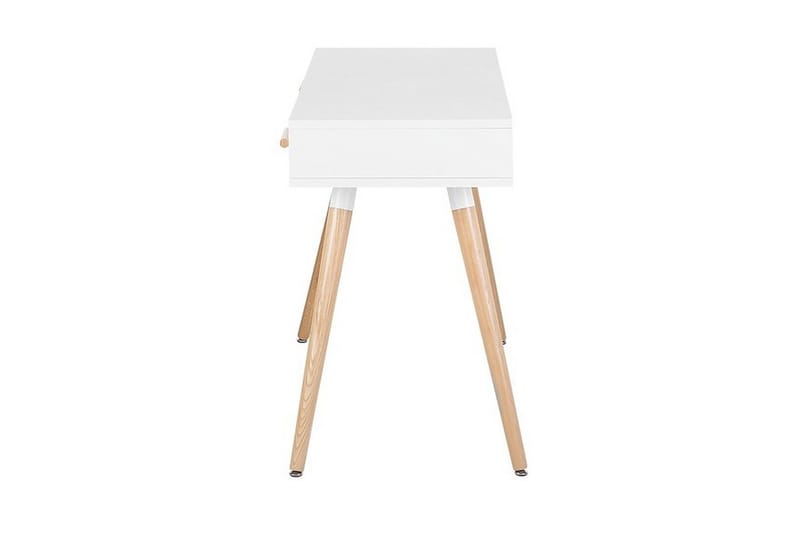 Frisange Skrivebord 120 cm med Oppbevaring 2 Skuffer + Hylle - Hvit/Lysebrun - Møbler - Bord - Kontorbord - Skrivebord