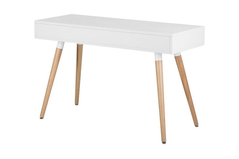 Frisange Skrivebord 120 cm med Oppbevaring 2 Skuffer + Hylle - Hvit/Mørkegrå/Brun - Møbler - Bord - Kontorbord - Skrivebord