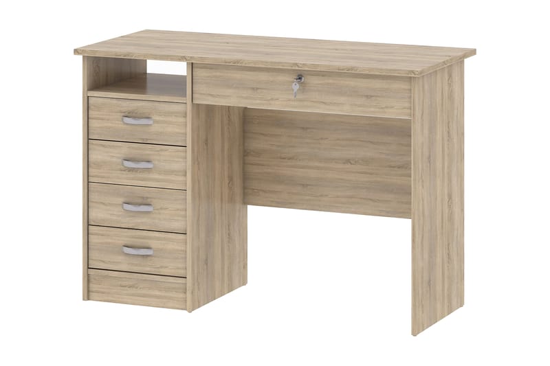 Function Skrivebord 109 cm med Oppbevaring Skuffer + Hylle - Brun - Møbler - Bord - Kontorbord - Skrivebord