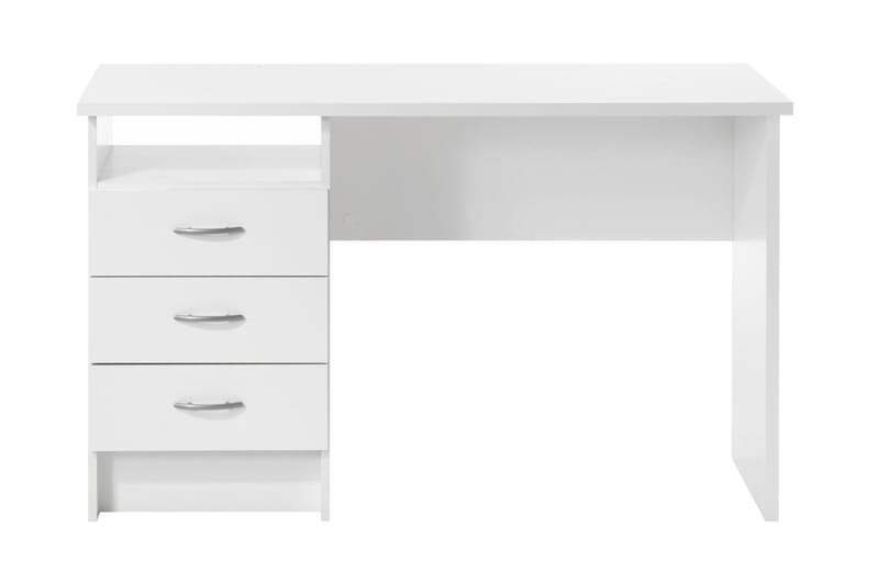 Function Skrivebord 120 cm med Oppbevaringsskuffer + Hylle - Hvit - Skrivebord