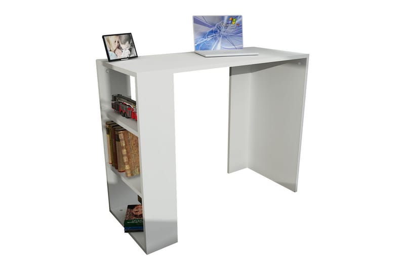 Furny Home Skrivebord 90 cm med Oppbevaringshylle - Hvit - Skrivebord