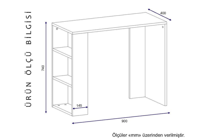 Furny Home Skrivebord 90 cm med Oppbevaringshylle - Hvit - Skrivebord