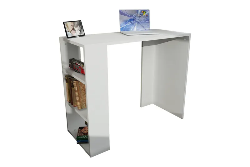 Furny Home Skrivebord 90 cm med Oppbevaringshylle - Hvit - Møbler - Bord - Kontorbord - Skrivebord