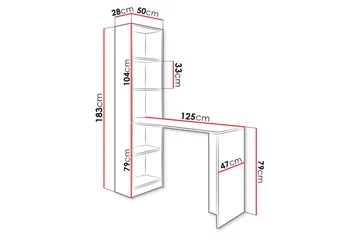 Gdeide Skrivebord 125 cm med Oppbevaringshylle - Eikfarge/Beige - Møbler - Bord - Kontorbord - Skrivebord