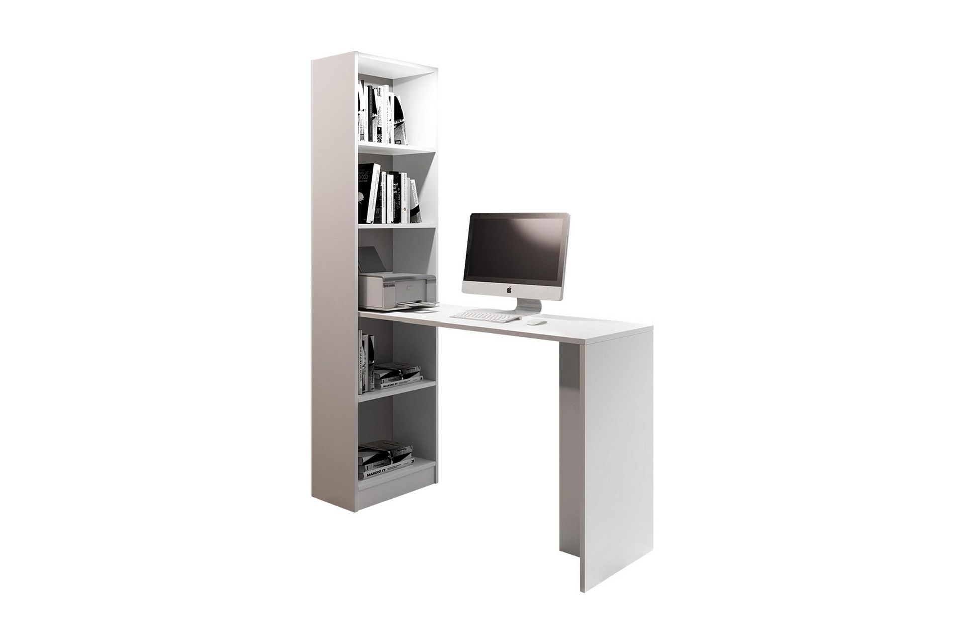 Gdeide Skrivebord 125 cm med Oppbevaringshylle - Hvit