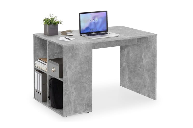 Gent Skrivebord 117 cm med Oppbevaringshyller - Betonggrå - Skrivebord