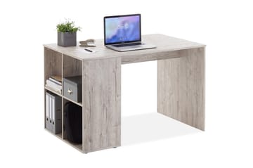 Gent Skrivebord 117 cm med Oppbevaringshyller - Grå/Natur - Møbler - Bord - Kontorbord - Skrivebord
