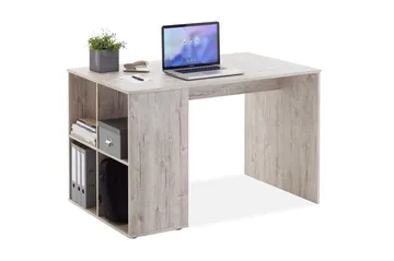 Gent Skrivebord 117 cm med Oppbevaringshyller - Grå/Natur - Møbler - Bord - Kontorbord - Skrivebord