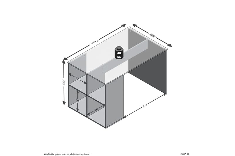 Gent Skrivebord 117 cm med Oppbevaringshyller - Hvit - Møbler - Bord - Kontorbord - Skrivebord