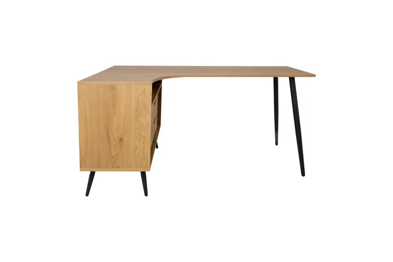 Georgia Skrivebord 145x80 cm med Skuffer i Tre med Metallben, Trefarget