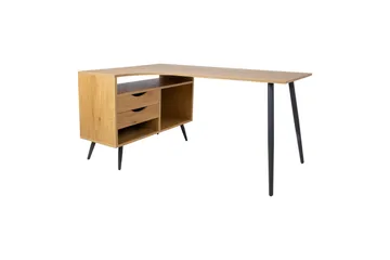 Georgia Skrivebord 145x80 cm med Skuffer i Tre med Metallben - Trefarget - Møbler - Bord - Kontorbord - Skrivebord