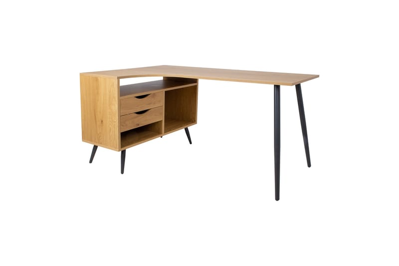 Georgia Skrivebord 145x80 cm med Skuffer i Tre med Metallben - Trefarget - Møbler - Bord - Kontorbord - Skrivebord