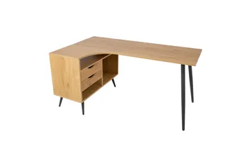 Georgia Skrivebord 145x80 cm med Skuffer i Tre med Metallben - Trefarget - Møbler - Bord - Kontorbord - Skrivebord